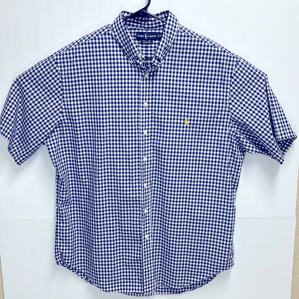 Ralph Lauren Mens Short Sleeve Button Down Yellow Pony Sz 2XLTall ClassicFit B39